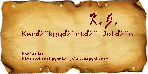 Kerékgyártó Jolán névjegykártya